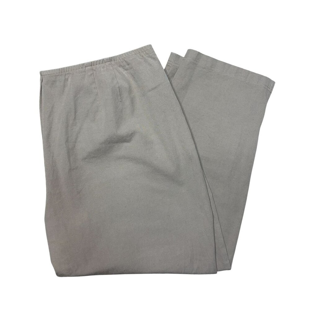 Eileen Fisher Size XL Tan Khaki Stretch Cotton Straight Leg Cropped Pants Side S